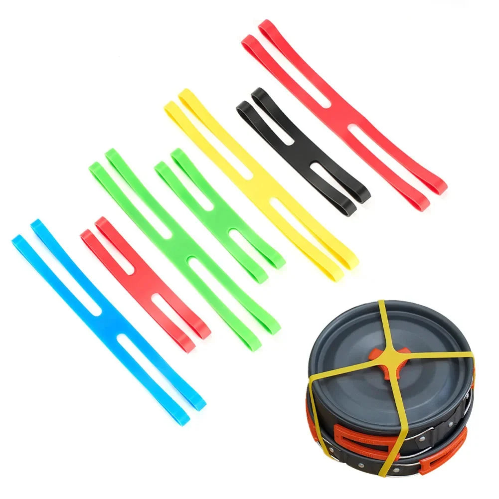 Outdoor Camping H Shape Silicone Straps Tableware Tying Bands 123/195MM High Elasticity Bands Lunch Box Dish Gift Packaging Ties
