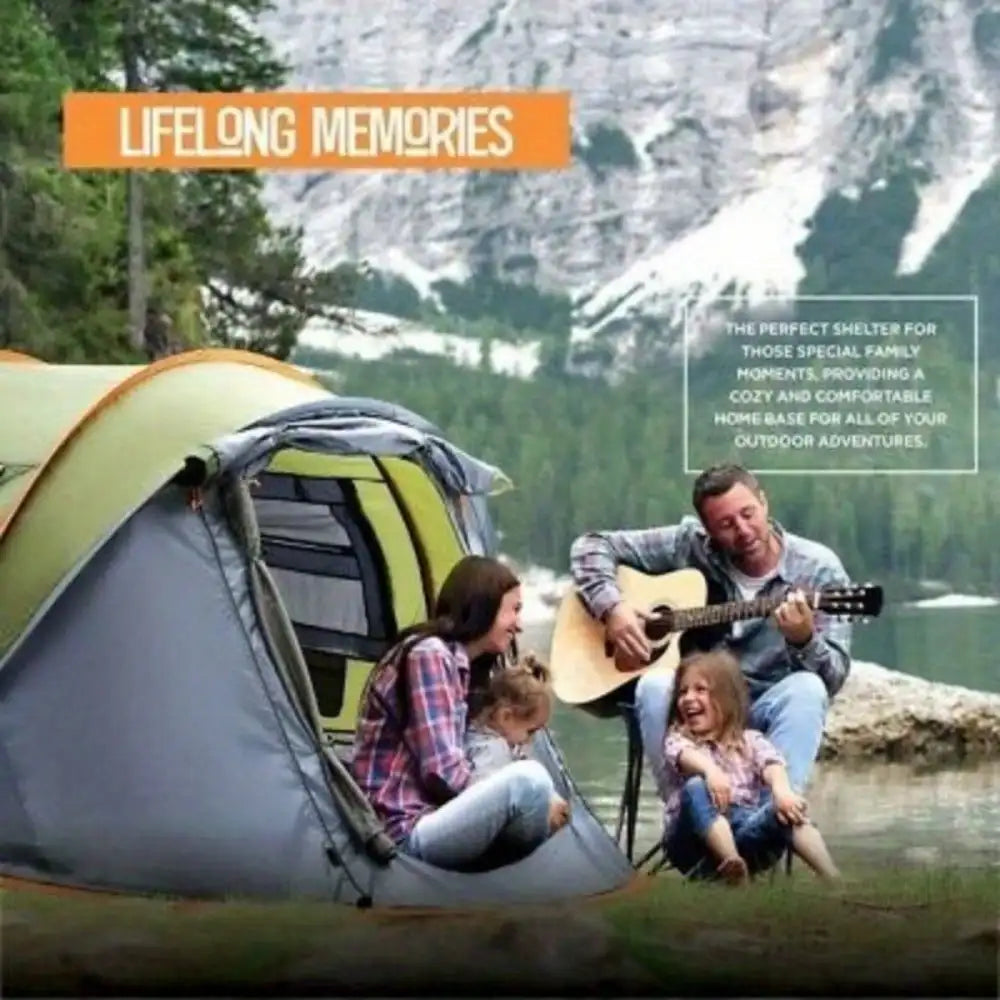 Camping Tent - 4-Person Easy Pop Up Tent with 2 Doors - UPF50+ Waterproof