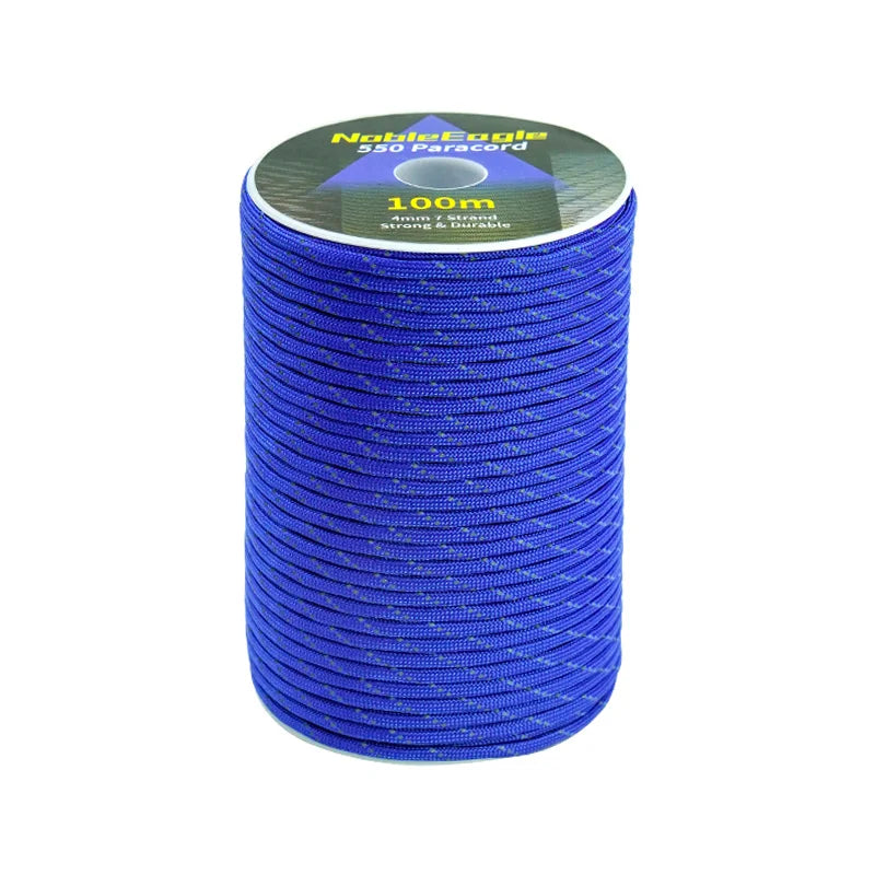 Reflective Paracord Rope Military 7 Strand 4mm 550 Tactical Parachute Cord Camping Tent Lanyard DIY Bracelet Weaving Rope