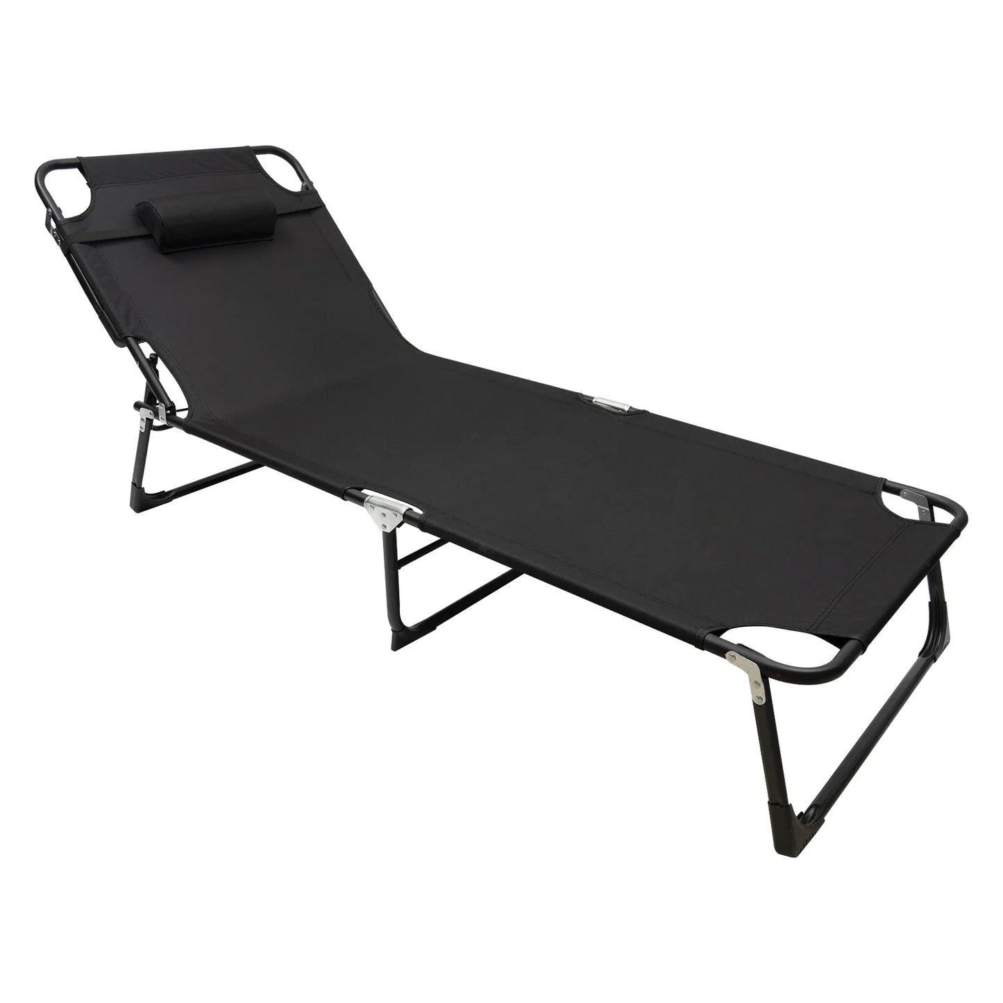 Black Portable Folding Camping Cot with 4-Position Adjustable, Oxford Cloth Cot for Camping & Traveling, Load Capacity 120 KG