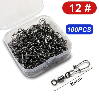 100pcs/box Swivel Snap Pin Rolling Ring Fishing Tackle Box Buckle Hook Kit Wire Connector Rotate Bearing Pesca 35 -100pcs Gear