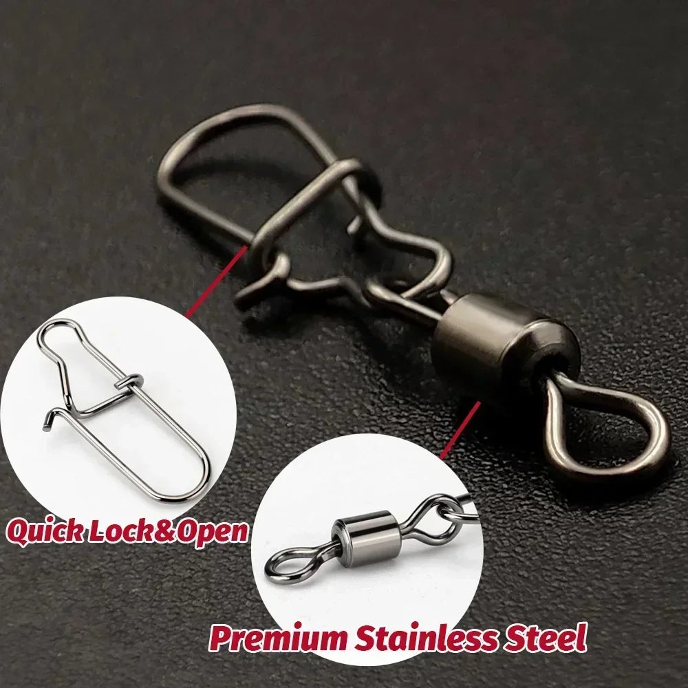 100pcs/box Swivel Snap Pin Rolling Ring Fishing Tackle Box Buckle Hook Kit Wire Connector Rotate Bearing Pesca 35 -100pcs Gear