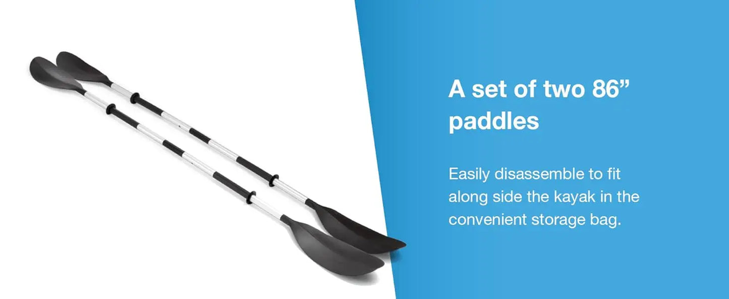 Intex 68309EP Excursion Pro K2 Inflatable Kayak Set:Includes Deluxe 86" Kayak Paddles & High-Output Pump,SuperTough PVC,2-Person