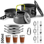 Camping Cooking Set Outdoor Aluminum Lightweight Equipment Camping Cookware Kit For Traveling Trekking Hiking Supplies