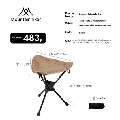 Mountainhiker Ultralight Portable Folding Stool, Compact Outdoor Camping Chair, 360° Rotation, Picnic, Fishing, Camping Stool