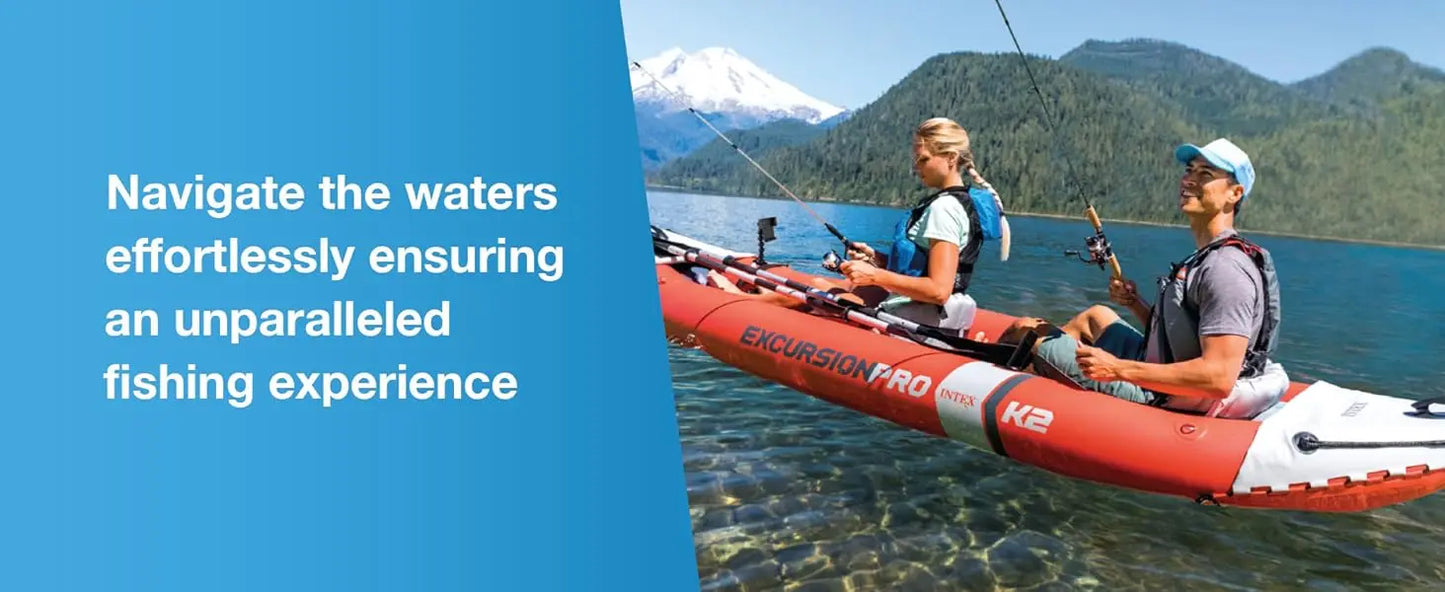 Intex 68309EP Excursion Pro K2 Inflatable Kayak Set:Includes Deluxe 86" Kayak Paddles & High-Output Pump,SuperTough PVC,2-Person