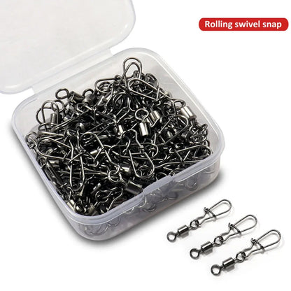 100pcs/box Swivel Snap Pin Rolling Ring Fishing Tackle Box Buckle Hook Kit Wire Connector Rotate Bearing Pesca 35 -100pcs Gear