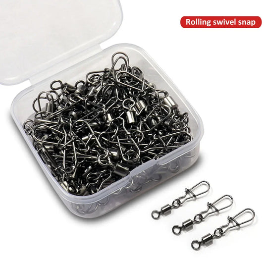 100pcs/box Swivel Snap Pin Rolling Ring Fishing Tackle Box Buckle Hook Kit Wire Connector Rotate Bearing Pesca 35 -100pcs Gear