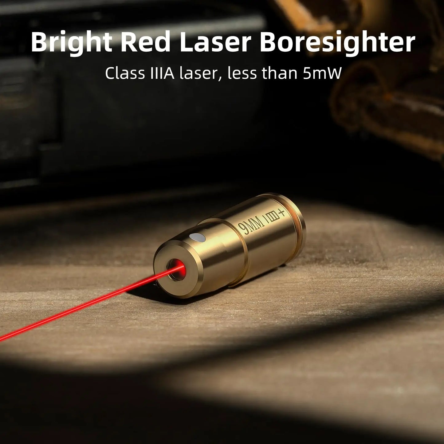Bore Sight Laser 9mm  Red Laser Boresighter with Portable Tin Case and Extra Batteries