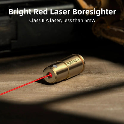 Bore Sight Laser 9mm  Red Laser Boresighter with Portable Tin Case and Extra Batteries