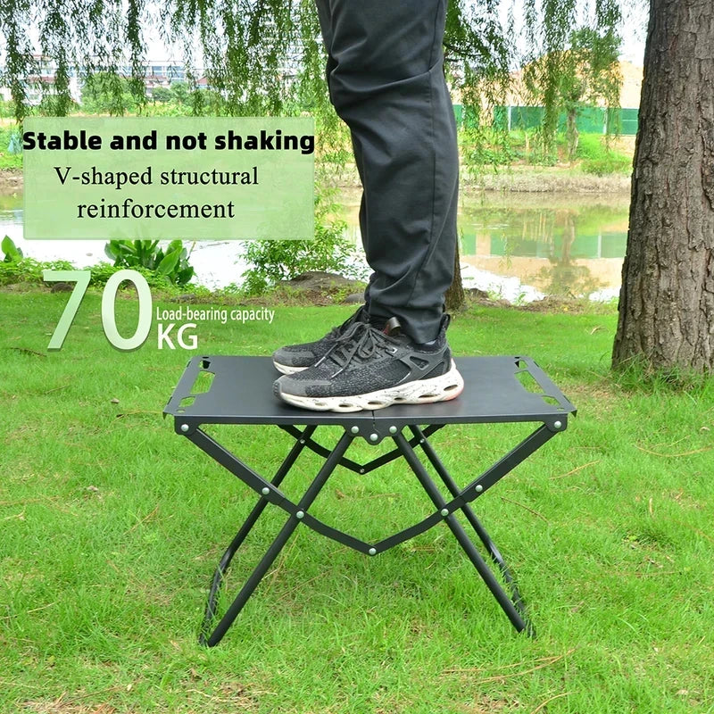Foldable Lightweight Outdoor Table, Portable Picnic and Camping Table with Hollow Edge, Hangable Feature for Easy Carry