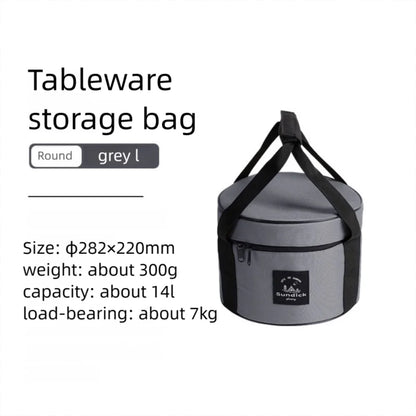 Professional Oxford Cloth Picnic Bag Cylindrical Waterproof Dinnerware Organizer 9/14L Pot Storage Bucket BBQ