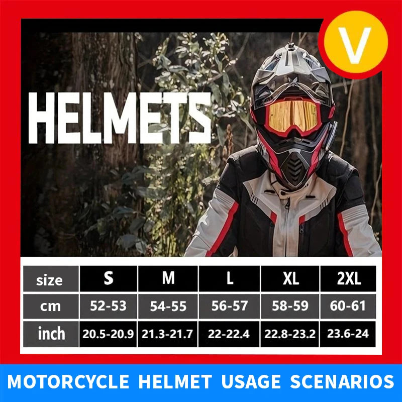 VGV Motocross Motorcycle Helmet Off-Road Helmet DOT certified Three Piece Giveaway Men Women Adult child Available all seasons