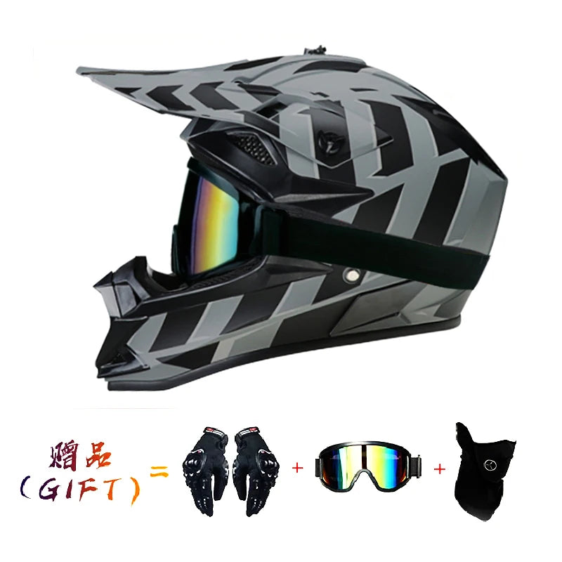 VGV Motocross Motorcycle Helmet Off-Road Helmet DOT certified Three Piece Giveaway Men Women Adult child Available all seasons