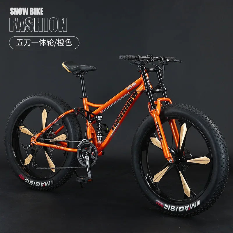 26inch Aluminum Alloy 4.0 Fat Bicycles Mountain Fat Bike / Five Blade  Fatbike Mountain Bike Disc Brakes Snow Bike