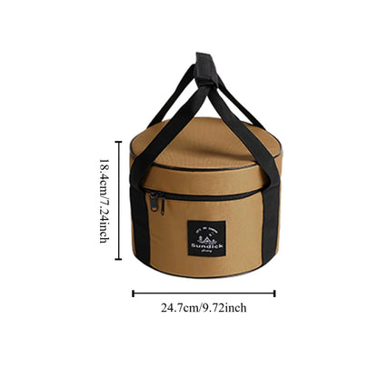 Professional Oxford Cloth Picnic Bag Cylindrical Waterproof Dinnerware Organizer 9/14L Pot Storage Bucket BBQ