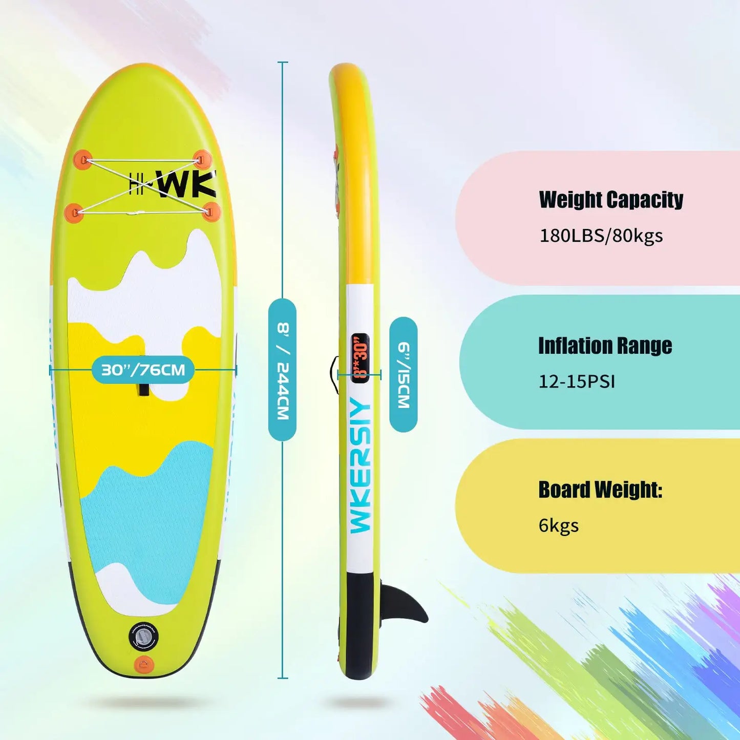 8ft Green Kids SUP Ultra paddle Board,