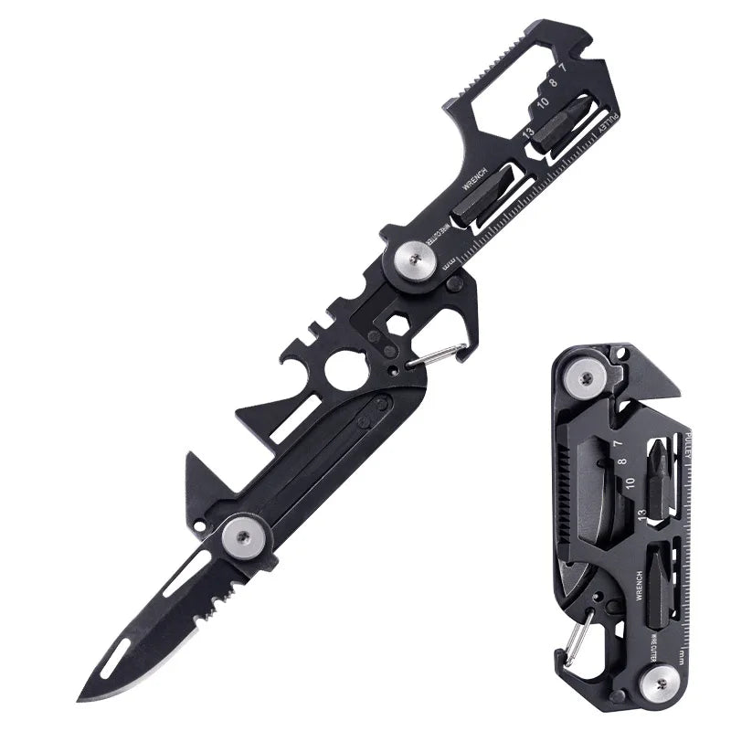 Multifunctional Outdoor Tool Combination Card Folding Tactical Scissor Army Knife Mini Bicycle Repair EDC Camping Gear Equipment