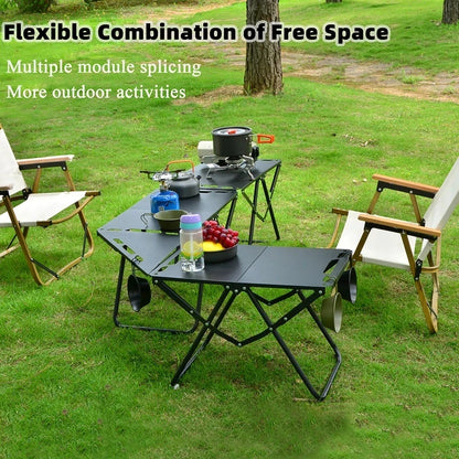 Foldable Lightweight Outdoor Table, Portable Picnic and Camping Table with Hollow Edge, Hangable Feature for Easy Carry