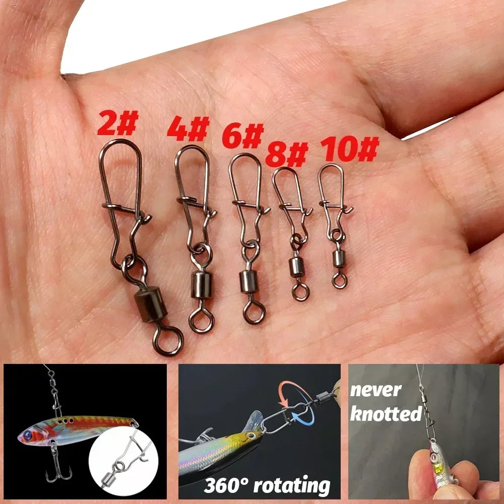 100pcs/box Swivel Snap Pin Rolling Ring Fishing Tackle Box Buckle Hook Kit Wire Connector Rotate Bearing Pesca 35 -100pcs Gear