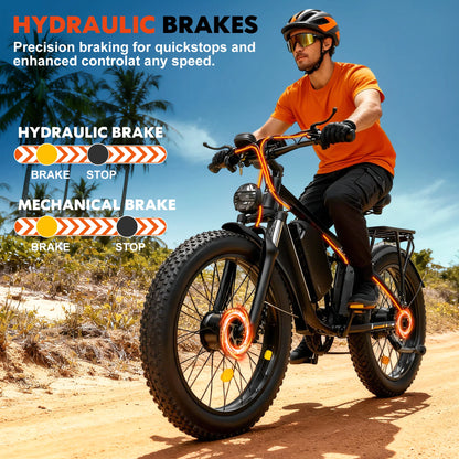 Da03 Electric Bike for Adults, 6000W Dual Motor, 60V25AH Battery, 45MPH, 26 x 4" Off-Road Mountain E-Bike Dual Shock Absorbers
