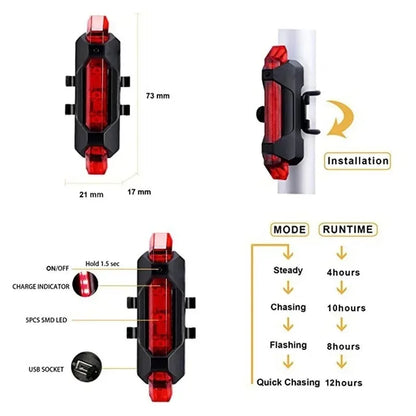 Bicycle Rear Light – Waterproof LED Warning Tail Light for Night Riding, Flashing Safety Light for MTB & Road Bike