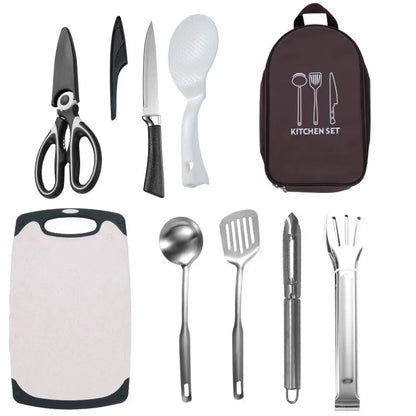 11-Piece Portable Camping Kitchen Utensil Set Multifunctional Outdoor Cooking Tools Kit with Carry Bag for Hiking Picnic BBQ