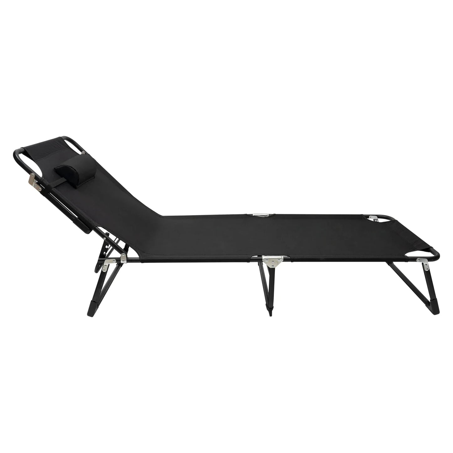 Black Portable Folding Camping Cot with 4-Position Adjustable, Oxford Cloth Cot for Camping & Traveling, Load Capacity 120 KG