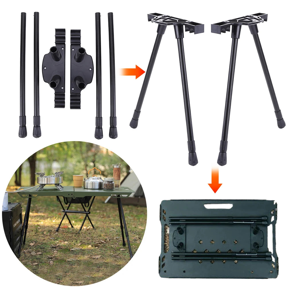Folding Camping Table Legs Metal Workbench Legs DIY Coffee Table Legs Adjustable Height Camping Equipment Outdoor Travel