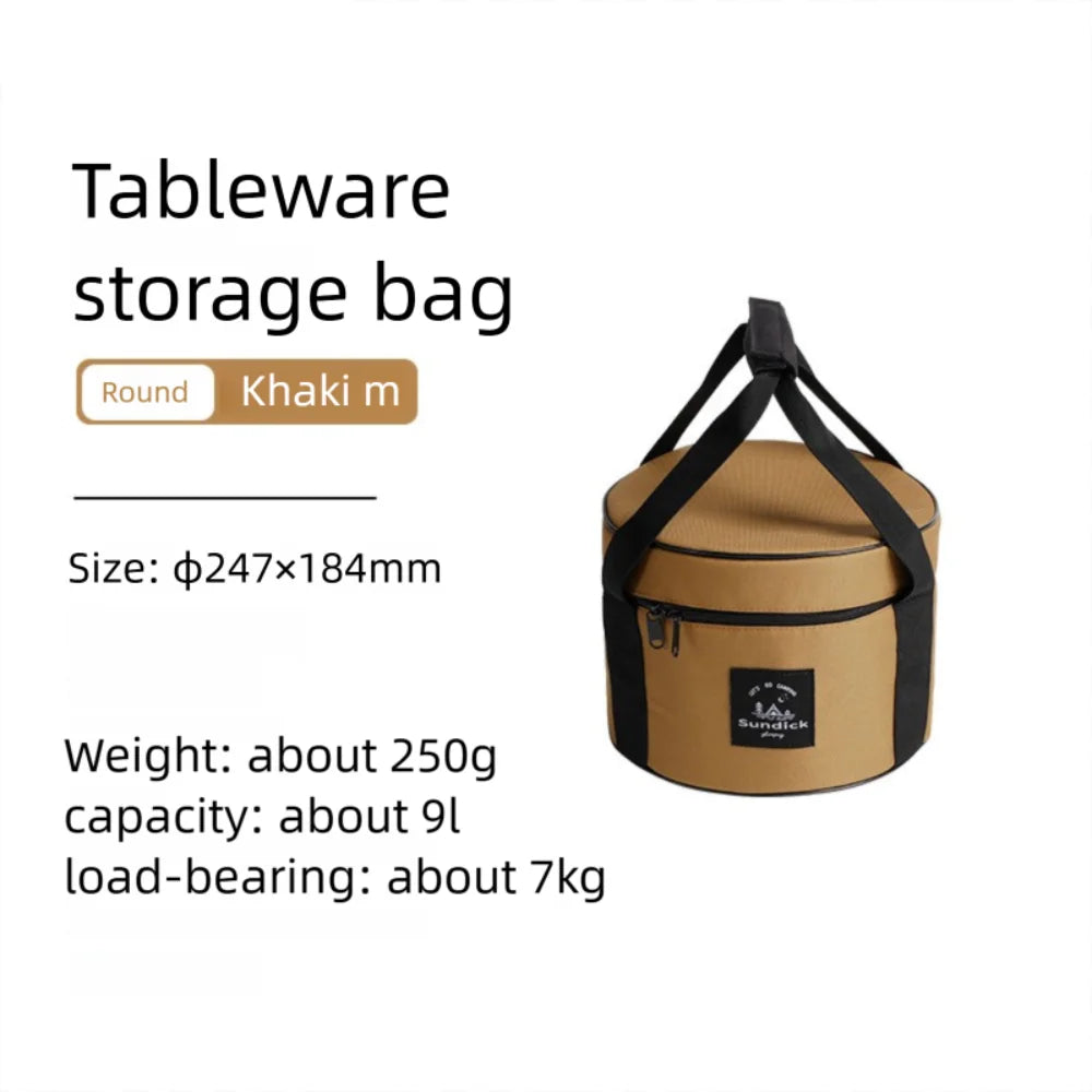 Professional Oxford Cloth Picnic Bag Cylindrical Waterproof Dinnerware Organizer 9/14L Pot Storage Bucket BBQ
